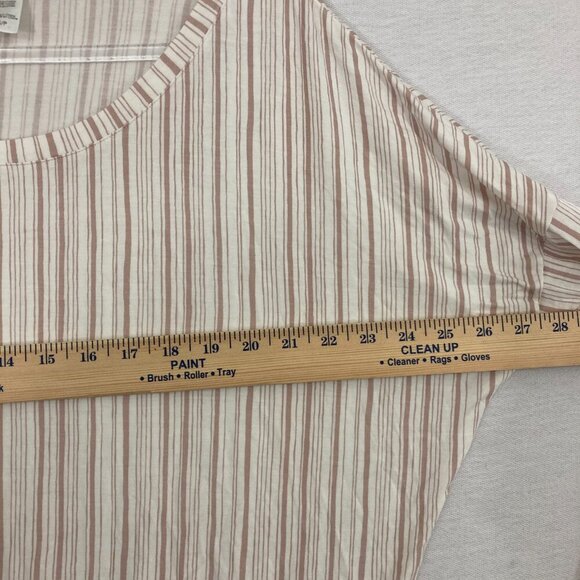 Eberjey Cream Striped Soft Stretch Knit Tie Waist Comfy Top Small Earthy - Picture 6 of 8